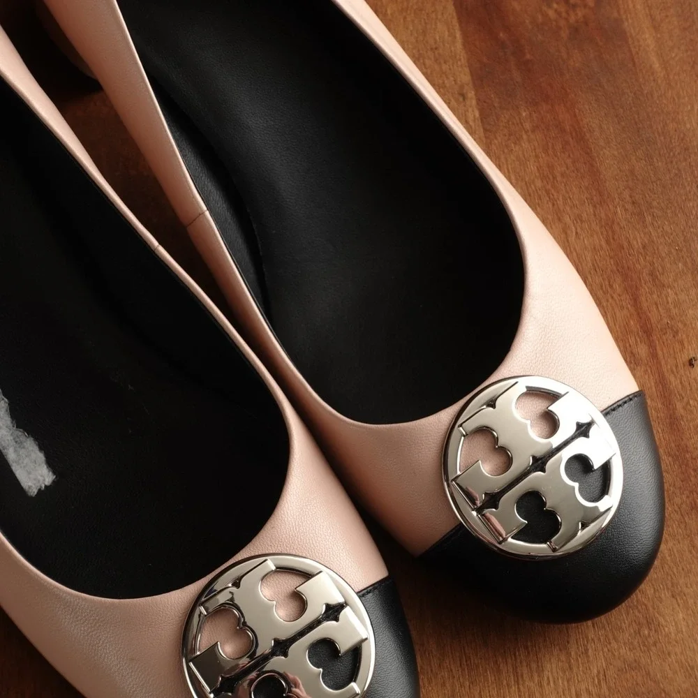 Tory Burch Pumps WMS SZ 10 Pink BLK Chelsea 50mm Medallion Classic Career Shoes